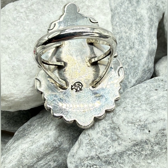 Navajo Sterling Silver Turquoise Statement Ring Sz 8.25 Daniel Benally 12.2 gr. - Picture 8 of 17